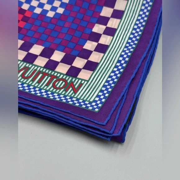 Louis Vuitton Damier Aquarelle Silk Chiffon Scarf - Picture 5 of 5
